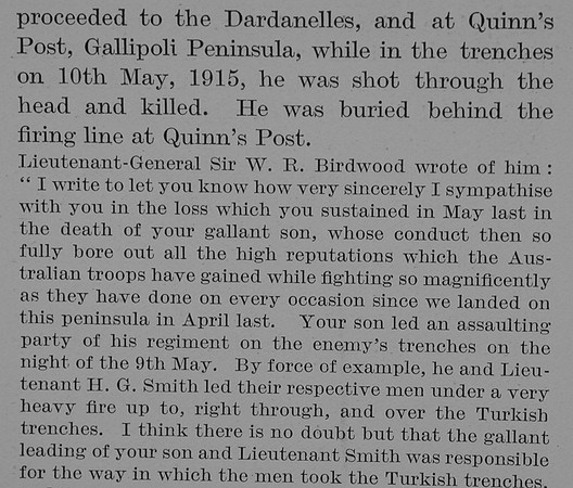 Armstrong H P Lt 15th Australian Infantry Obit Part 6 The Bond Of Sacrifice Vol 2