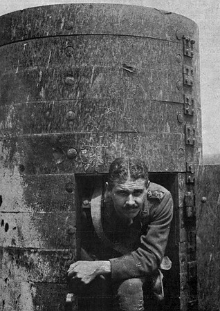 A British Officer Scanning Captured Ground In A German Armoured Observation Box