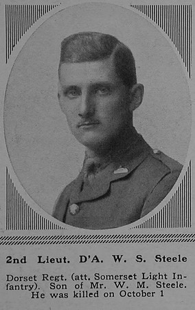 Steele D'A W S 2nd Lt 3rd Dorsetshire Regiment Attd Somerset Light Infantry The Sphere 27th Jan 1917