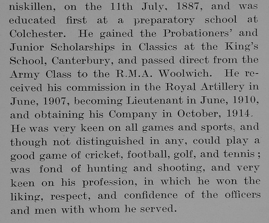 Battersby C F P Captain Royal Field Artillery Obit Part 2 The Bond Of Sacrifice Vol 1