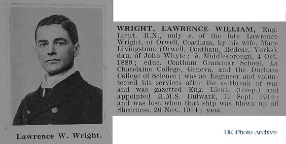 Wright L W Eng Lt HMS Bulwark Royal Navy Obit De Ruvignys Roll Of Honour Vol 1