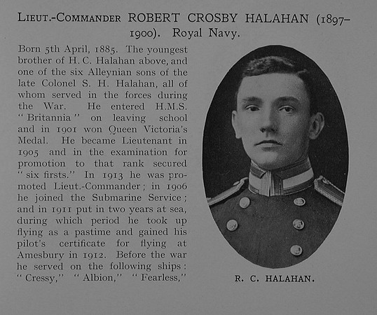 Halahan R C Lt Comm H.M. Sub E18 Royal Navy Obit Part 1 Dulwich College Roll Of Honour