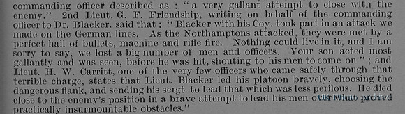 Blacker G F 2nd Lt 2nd Northamptonshire Regiment Obituary Part 2 De Ruvignys Roll Of Honour Vol 1
