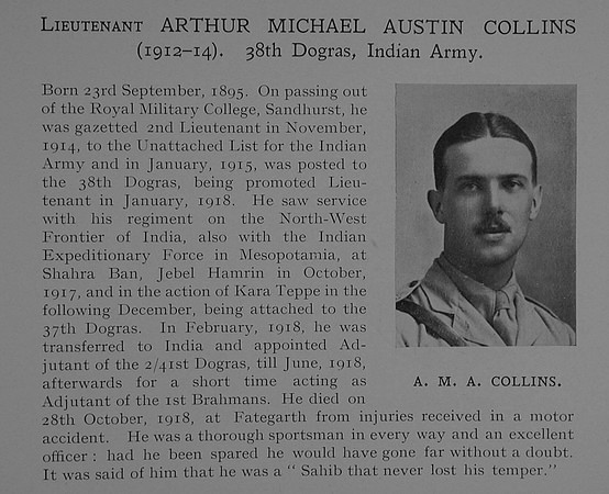 Collins A M A Lt Indian Army Obit Dulwich College Roll Of Honour