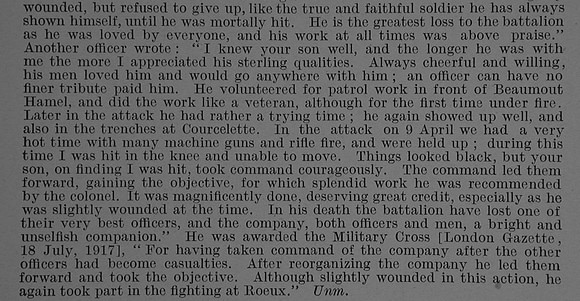 Mavor R G I 2nd Lt MC 7th Argyll & Sutherland Highlanders Obit Part 2 De Ruvignys Roll Of Honour Vol 4