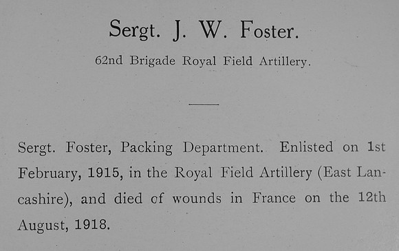 Foster J W Sergt Royal Field Artillery Obit William Graham Co Roll Of Honour