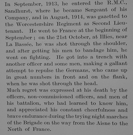 Battle E C V 2nd Lt Worestershire Regiment Obit Part 2 The Bond Of Sacrifice Vol 1