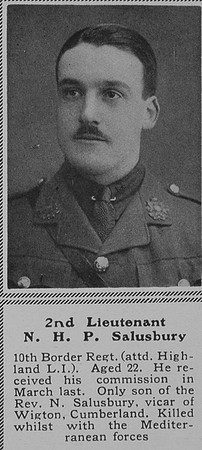 Salusbury N H P 2nd Lt 10th Border Regt The Sphere 8th Jan 1916