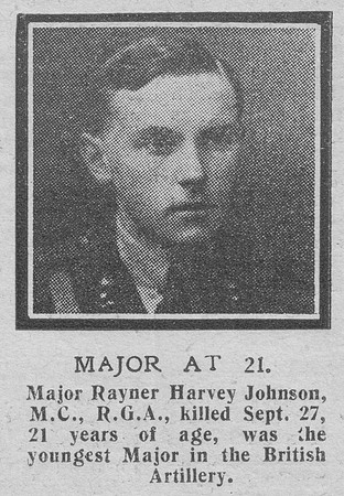 Johnson R H Major MC Royal Garrison Artillery The Graphic 12th Oct 1918
