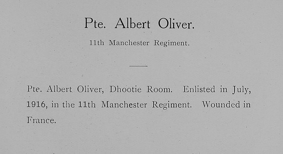 Oliver A Pte 11th Manchester Regiment Record William Graham Co Roll Of Honour