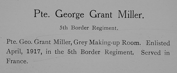 Miller G G Pte 5th Border Regiment Record William Graham Company