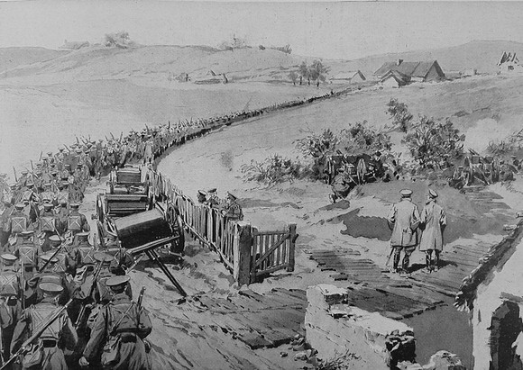 British Soldiers Hurrying To The Front