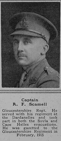 Scamell R F Captain 11th Attd 7th Gloucestershire Regiment The Sphere 5th Aug 1916