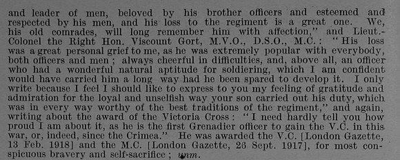 Paton G H T Captain VC MC 4th Grenadier Guards Obit Part 2 De Ruvignys Roll Of Honour Vol 4