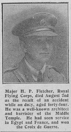 Fletcher H P Major Royal Flying Corps The Graphic 10h Aug 1916