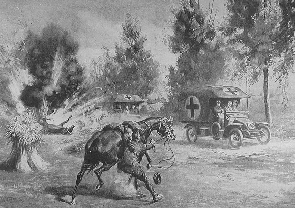 Motor Ambulances Under Fire On The Western Front
