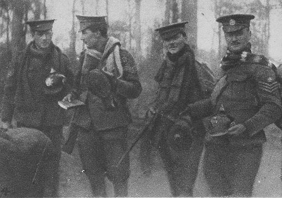 British Non Commissioned Officers With German Souvenirs Of The Christmas Truce