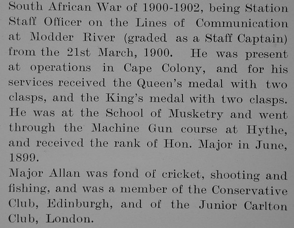 Allan W L C Major 2nd Kings Own Scottish Borderers Obit Part 3 Bond Of Sacrifice Vol 1