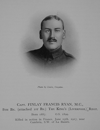 Ryan F F R Captain MC 8th Attd 1st Kings Liverpool Regiment
