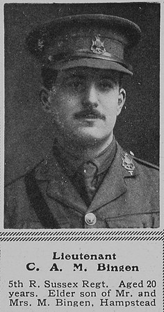 Bingen C A M Lt 5th R Sussex Regt The Sphere 18th Mar 1916