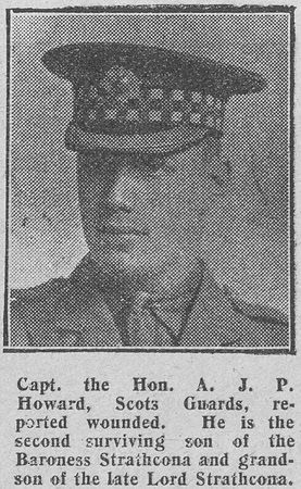 Howard A J P Captain The Hon Scots Guards The Graphic 1st Aug 1916