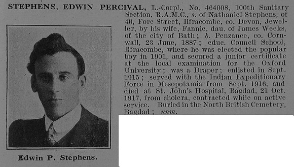 Stephens E P L/Cpl 464008 Royal Army Medical Corps Obit De Ruvignys Roll Of Honour Vol 3