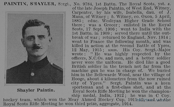 Paintin S Sergt 9784 1st Royal Scots Obit De Ruvigny's Roll Of Honour Vol 1