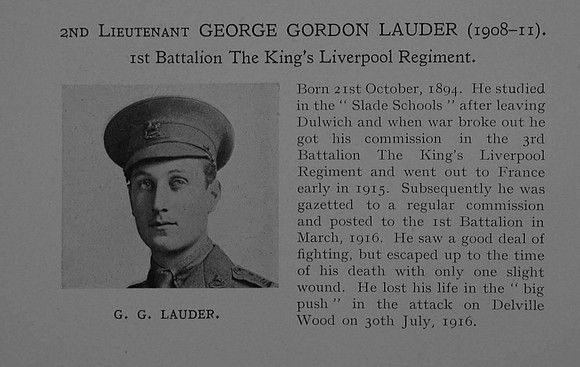 Lauder G G 2nd Lt 1st Kings Liverpool Regiment Obit Dulwich College Roll Of Honour
