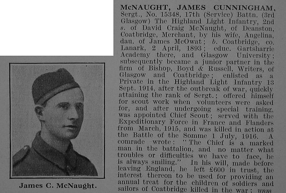 McNaught J C Sergt 17th Highland Light Infantry Obit De Ruvignys Roll Of Honour Vol 3