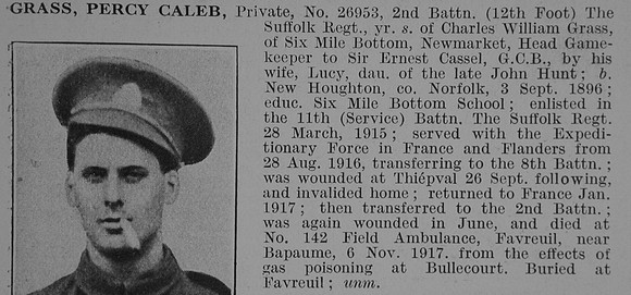 Grass P C Pte 2nd Suffolk Regiment Obit De Ruvignys Roll Of Honour Vol 3