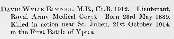 Rintoul D W Lt RAMC Obit St Andrews University Roll Of Honour