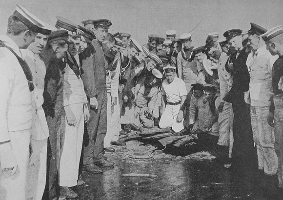 Naval Operations In The Dardanelles A Shell Hole In The Deck