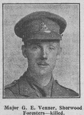 Venner G E Major 1st Attd 3rd Notts And Derby Regiment The Graphic 22nd July 1916