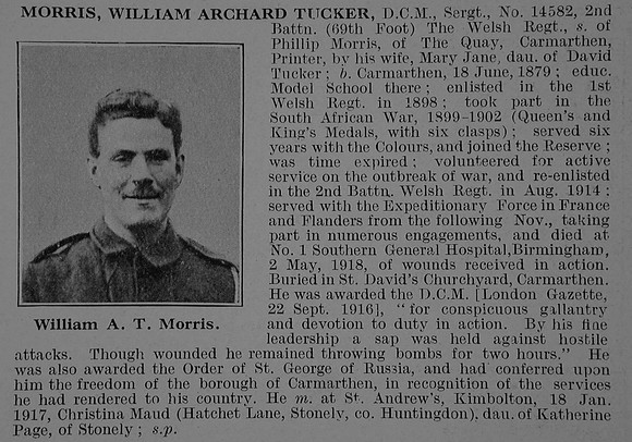 Morris W A T Sergt DCM 14582 2nd Welsh Regiment Obit De Ruvignys Roll Of Honour Vol 5