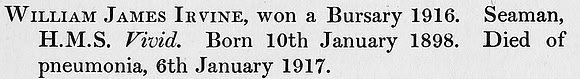 Irvine W J Seaman HMS Vivid Royal Navy Obit St Andrews University Roll Of Honour