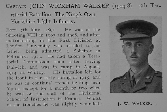Walker J W Captain 5th Kings Own Obit Part 1 Dulwich College Roll Of Honour