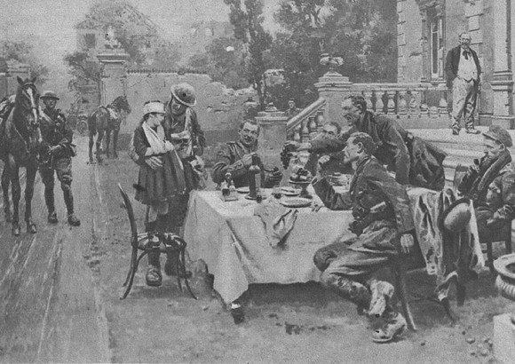 A Little Girl Struck By A Shell In The Village Brought To See The British Soldiers