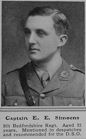 Simeons E E Captain 8th Beds Regt The Sphere 18th Mar 1916