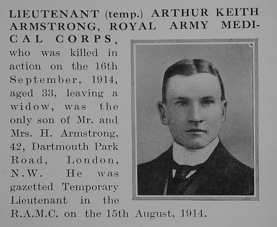 Armstrong A K Lt Royal Army Medical Corps Obit The Bond Of Sacrifice Vol 1