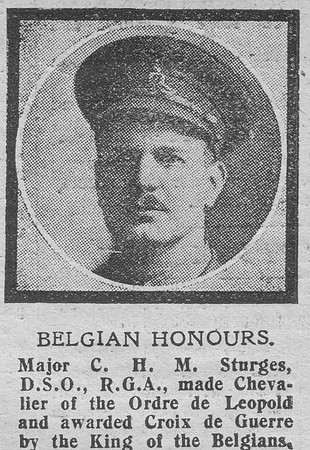 Sturges C H M Maor DSO Coix de Guerre Royal Garrison Artillery The Graphic 26th July 1918