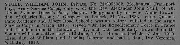 Yuill W J Pte M/2055082 Army Service Corps Obit De Ruvignys Roll Of Honour Vol 4