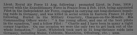 Whitelock C R Lt Royal Air Force Obit Part 2 De Ruvignys Roll Of Honour Vol 4
