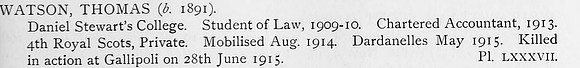 Watson T Pte Pte 4th Royal Scots Obit