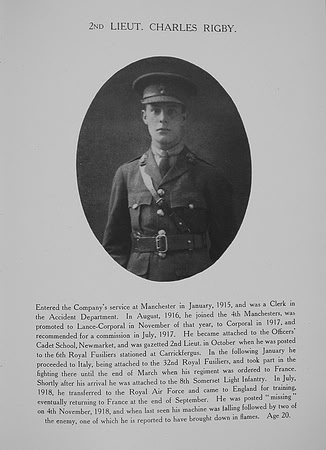 Rigby C Lt Royal Air Force Northern Assurance Co War Record