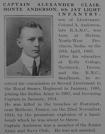 Anderson A C M Captain Indian Army Obit The Bond Of Sacrifice Vol 1