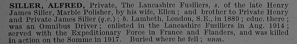 Siller A Pte Lancashire Fusiliers Short Obit De Ruvignys Roll Of Honour Vol 4