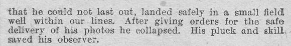 Bell-Irving M Captain Royal Flying Corps MC Citation No 2 The Graphic 28th July 1916