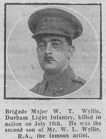 Wyllie W T Captain 2nd Durham Light Infantry The Graphic 2nd Aug 1916