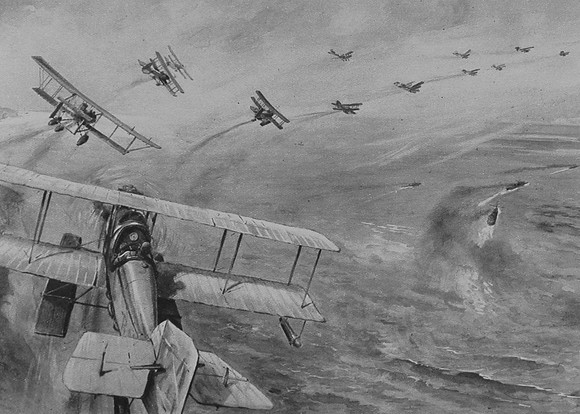 The Start Of The First Of The Great Air-Raids On The Zeebrugge-Ostend District