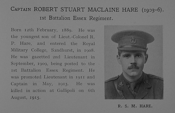 Hare R S M Captain 1st Essex Regiment Obit Dulwich College Roll Of Honour